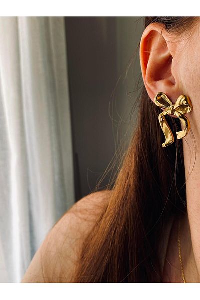 ı feel free more then ever that moment Steel Bow Earrings
