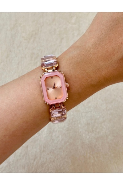 ROSESSO ساعة يد نسائية مثمنة Sw Stone Trend باللون الوردي