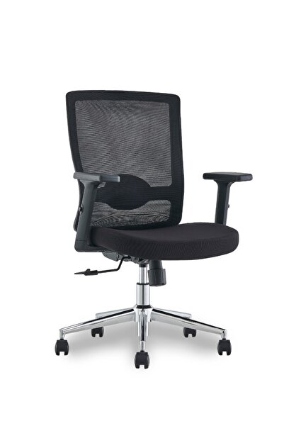 Mahmayi كرسي مكتب شبكي مريح، ارتفاع قابل للتعديل، 360 درجة °   مساند للذراعين قابلة للدوران، مملوءة، باللون الأسود