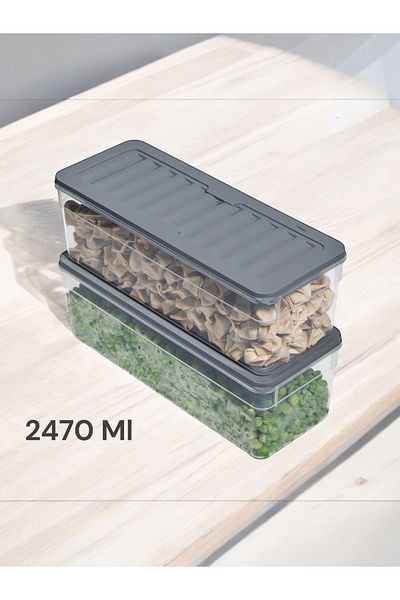 Nesto Home Set of 2 - 2470 ml Deep Refrigerator, Organizer Freezer and Microwave Storage Container