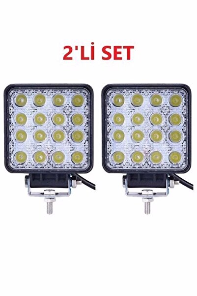 BoostZone Off Road Sis Farı - Lamba 16 Led Kare Çalışma Lambası 2 Adet