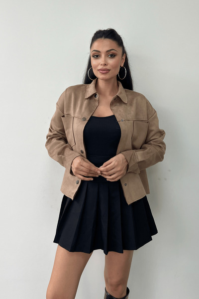 giyimmasalı Mink Suede Jacket - Button Detailed