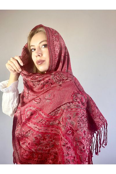 Çeşme Home Red Cashmere Silk Mix Original Pashmina Shawl Scarf