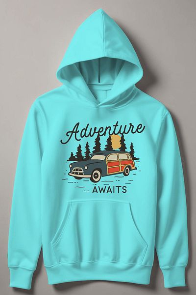 MYADA Детски суитшърт с качулка и щампа Adventure Car A Waits 13735