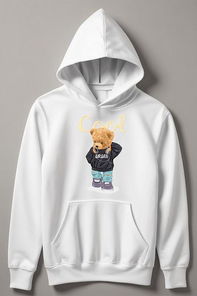 MYADA Hanorac pentru băiat cu glugă cu imprimeu Cool Bear 11003