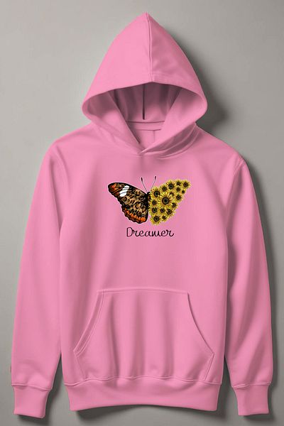 MYADA Leopard Butterfly Flower Printed Hooded Children's Sweatshirt 12434
