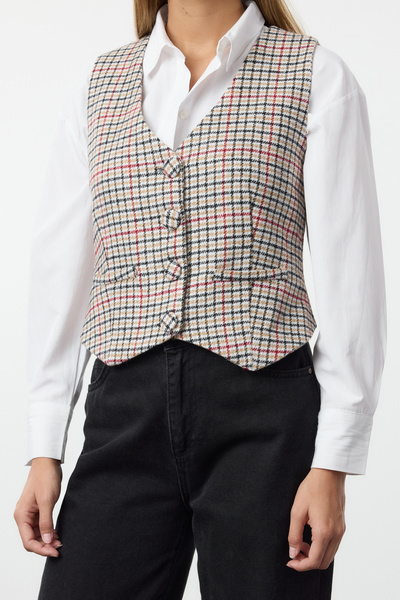 Trendyol Collection Multicolored Regular Crop Woven Vest Twoaw25Ye00099