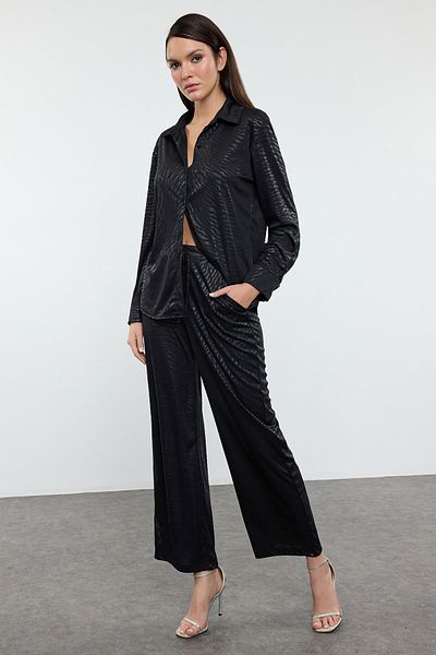 Trendyol Collection Black Animal Patterned Knitted Top and Bottom Set Tpraw25Au00003