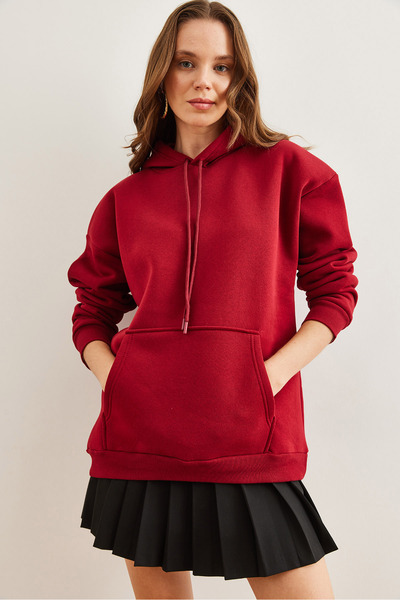 Olalook Φούτερ Claret Red Oversize Hooded - Kangaroo Pocket, SWT- 19000676
