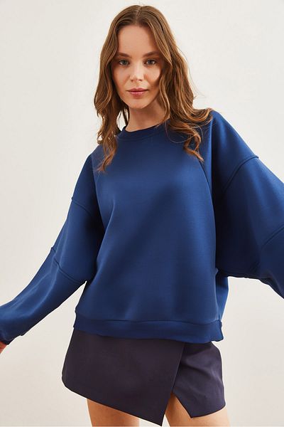 Olalook Φούτερ Navy Blue Oversize - Bat Model, Piece, Raised SWT- 19000678