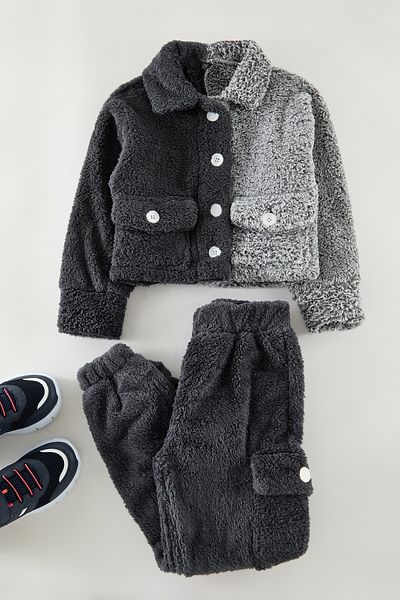 TRENDYOLKIDS Anthracite Color Block Knitted Bottom-Top Suit Tkdaw25Au00114