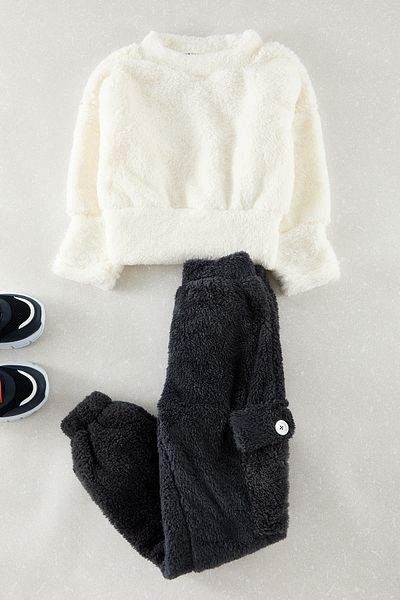 TRENDYOLKIDS Ecru Girl's Textured Pletený spodní díl TKDAW25AU00132