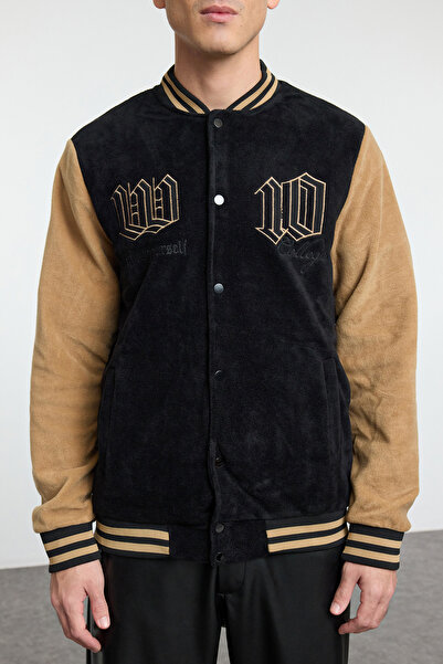 Trendyol Collection Χειμερινό μπουφάν Camel Slim Fit Fleece - Λεπτομέρεια μπλοκ χρώματος TMNAW25MO00047