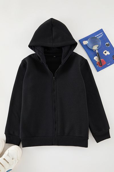 TRENDYOLKIDS Boy's Black Mini Sweatshirt - Father-Son Design Tkdaw25Sw00057