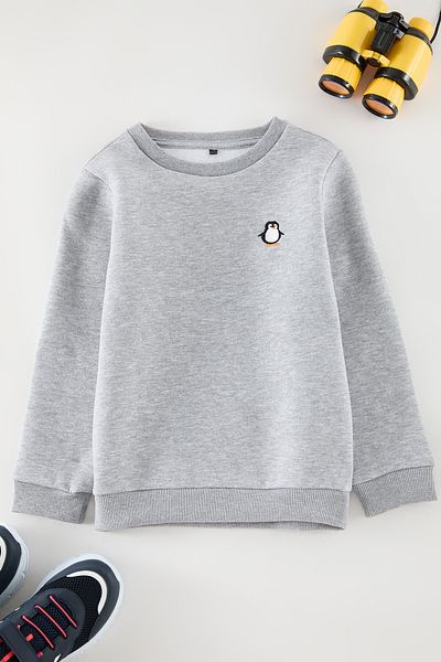TRENDYOLKIDS Girl's Gray Mini Sweatshirt - Mother Printed, Tkdaw25Sw00052