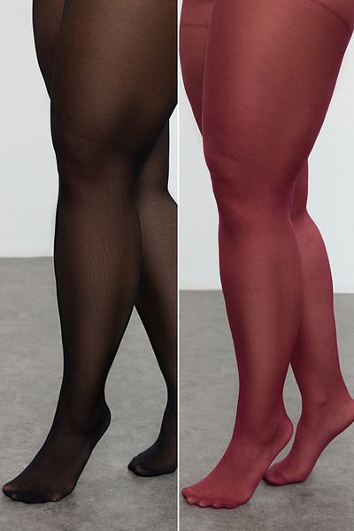 Trendyol Curve Plus Size Czarno-bordowy 2-częściowy zestaw rajstop - Tbbaw23kc00004
