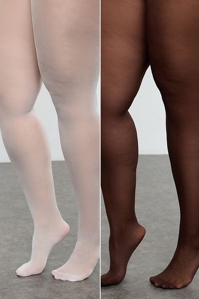 Trendyol Curve Rajstopy 40 Den Plus Size - Ecru i Brązowe 2 sztuki Tbbaw23kc00004
