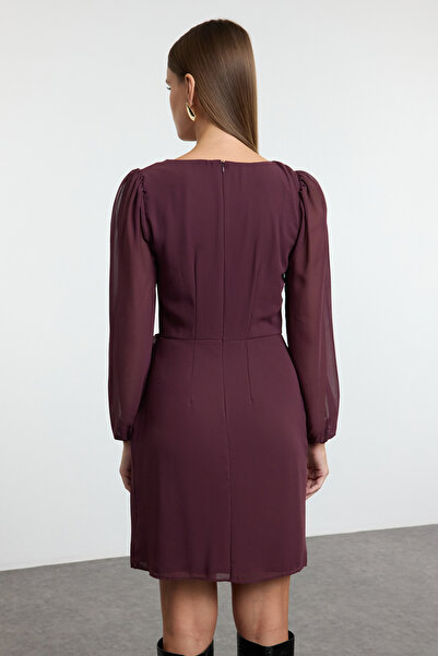 Trendyol Collection Καφέ ίσιο μίνι τετράγωνο φόρεμα με γιακά TWOAW23EL00936