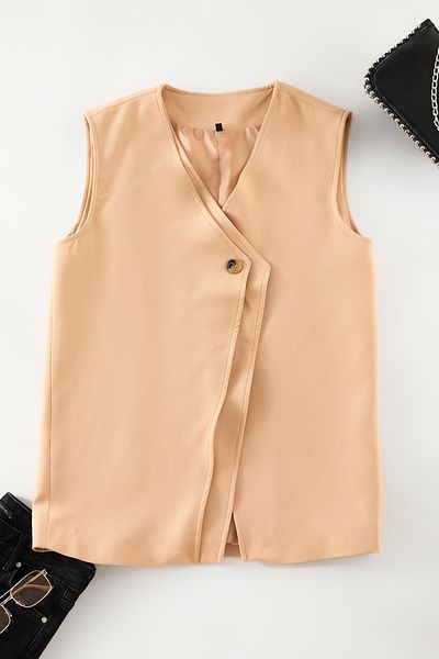 Trendyol Modest Woven Beige Vest - Double Breasted Closure, TCTAW25YL00001