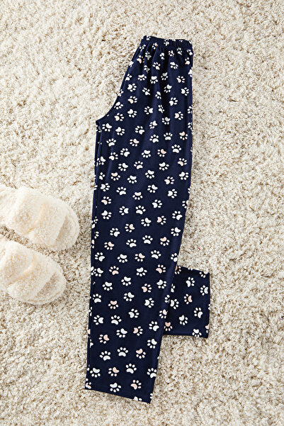 Edit by Trendyol Πλεκτό πάτο πιτζάμα με μοτίβο Navy Blue Paw TEDAW25PT00010