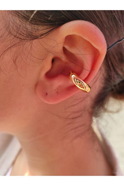 Tanyeli Accessories Kadın Sıkıştırma Kalın Halka Gold 1.5cm Küpe