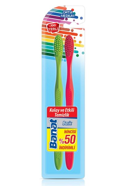 Banat Basic Toothbrush Set of 2 Medium Hardness
