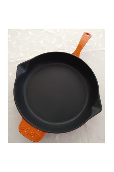 Lava Cast Iron Frying Pan 28 cm Metal Handle Orange
