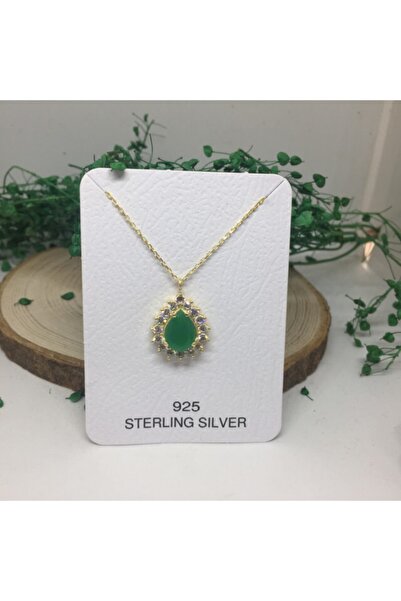 Değerli Gümüş . 925 Ayar Gümüş Hürrem Modeli Yeşil Taşlı Tasarım Kolye