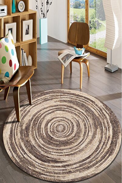 Modern home Vizon Desenli Yuvarlak Halı Kolay Temizlenebilen Dijital Baskı De...