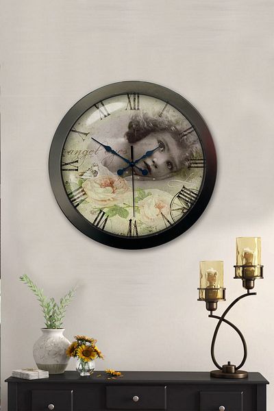 Kasva Concept 36 cm Black Metal Angel Eyes Wall Clock