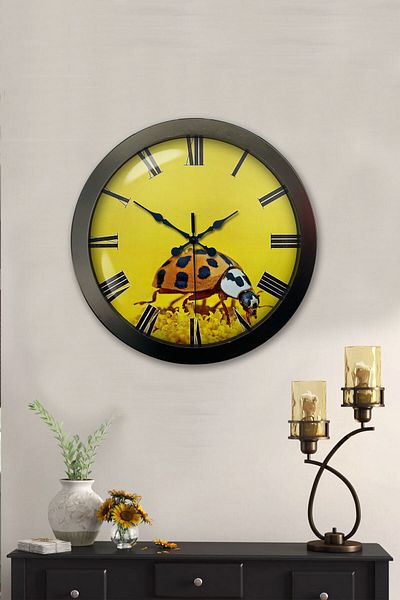 Kasva Concept 36 cm Black Metal Ladybug Wall Clock