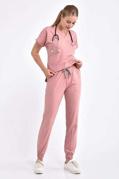 Owlet Medikal Set din jerseu din lycra cu picioare elastice de culoare pudra