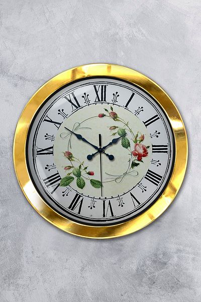 Kasva Concept Gift 36 cm Gold Metal Leaf Wall Clock