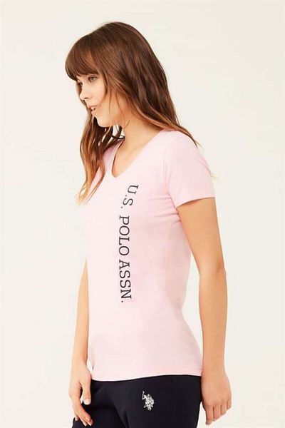 U.S. Polo Assn. Pink V-Neck Basic Women's T-Shirt