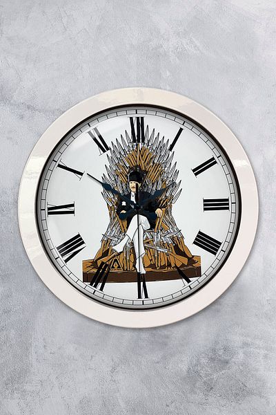 Kasva Concept Gift 36 cm White Metal Ataturk Wall Clock