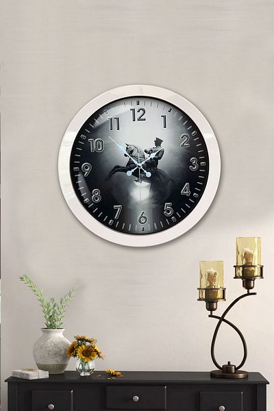 Kasva Concept Gift 36 cm White Metal Ataturk Wall Clock