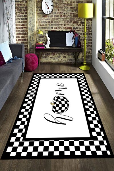 Resmiro Dama Çerçeve Desenli Dijital Baskılı Halı