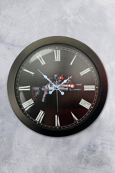 Kasva Concept Gift 36 cm Chrome Metal Gun Wall Clock