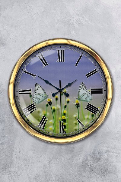Platin Saat هدية ساعة حائط على شكل فراشة معدنية ذهبية مقاس 40 سم