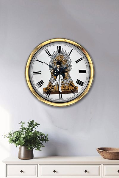 Kasva Concept Gift 40 cm Gold Metal Ataturk Wall Clock