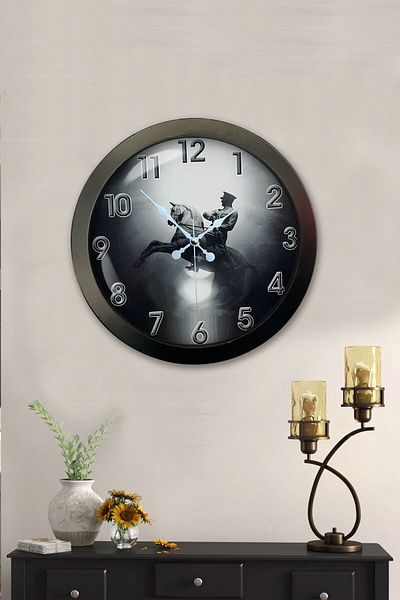 Kasva Concept Gift 36 cm Black Metal Ataturk Wall Clock