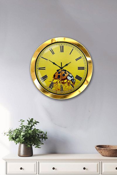 Kasva Concept 36 cm Gold Metal Ladybug Wall Clock