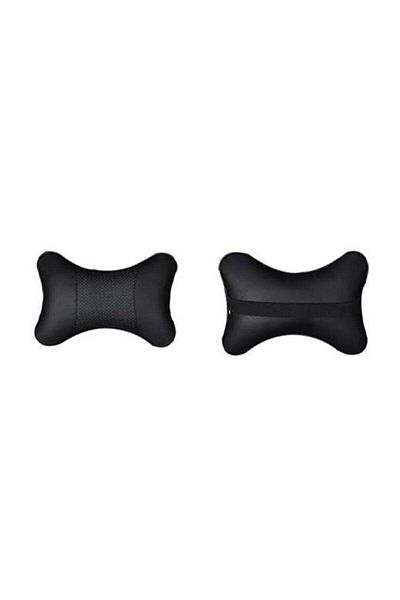 BE ACTİVE Pernă de gât din piele pentru mașină 2 bucăți (NEGRU) Dimensiune mare