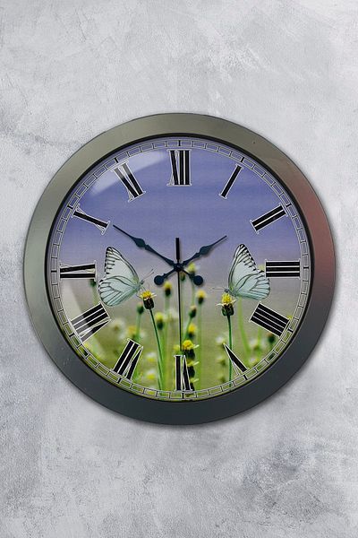 Kasva Concept Gift 36 cm Black Metal Butterfly Wall Clock