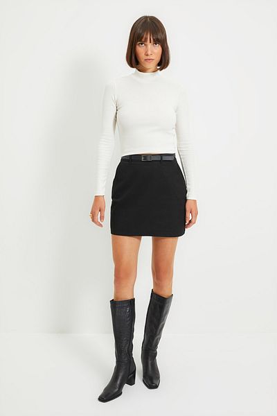 Trendyol Collection Tkaná sukně s černým páskem TWOAW22ET0078