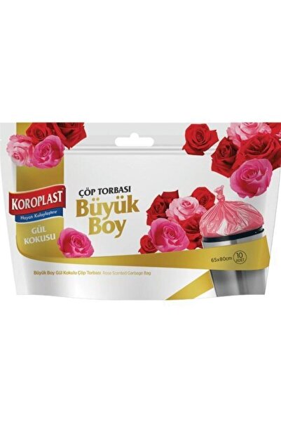 Koroplast Gül Kokulu Pembe Büyük Boy Çöp Torbası 65x80cm (10 lu Paket)