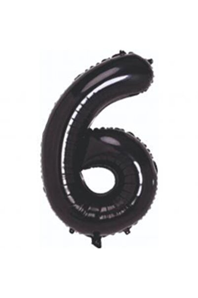 kidspartim 6 Number Black Foil Balloon 80 cm