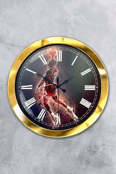 Kasva Concept Gift 36 cm Gold Metal Nba Wall Clock