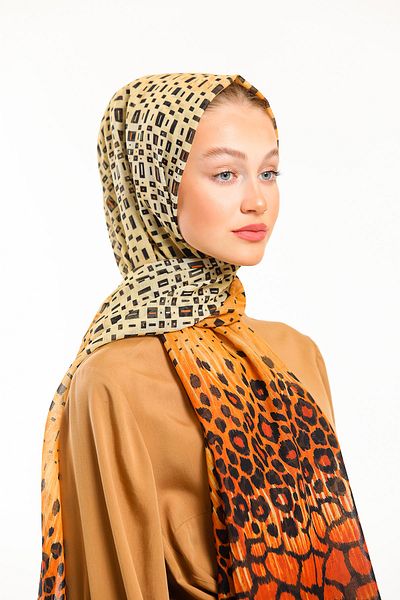 19V69 ITALIA Tan Black Ethnic Pattern Haiti Series Shawl with Scarf Hanger and Gift Set 80x190 Cm