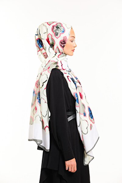 19V69 ITALIA Крем-бежевий шарф з геометричним візерунком серії Pavia з підвіскою та подарунковим набором, розмір 90x200 см